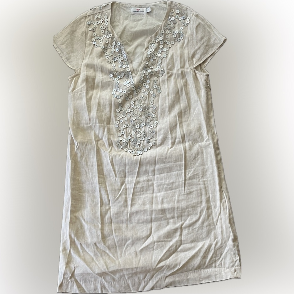 Vineyard Vines Cream Sequin Tunic Dress